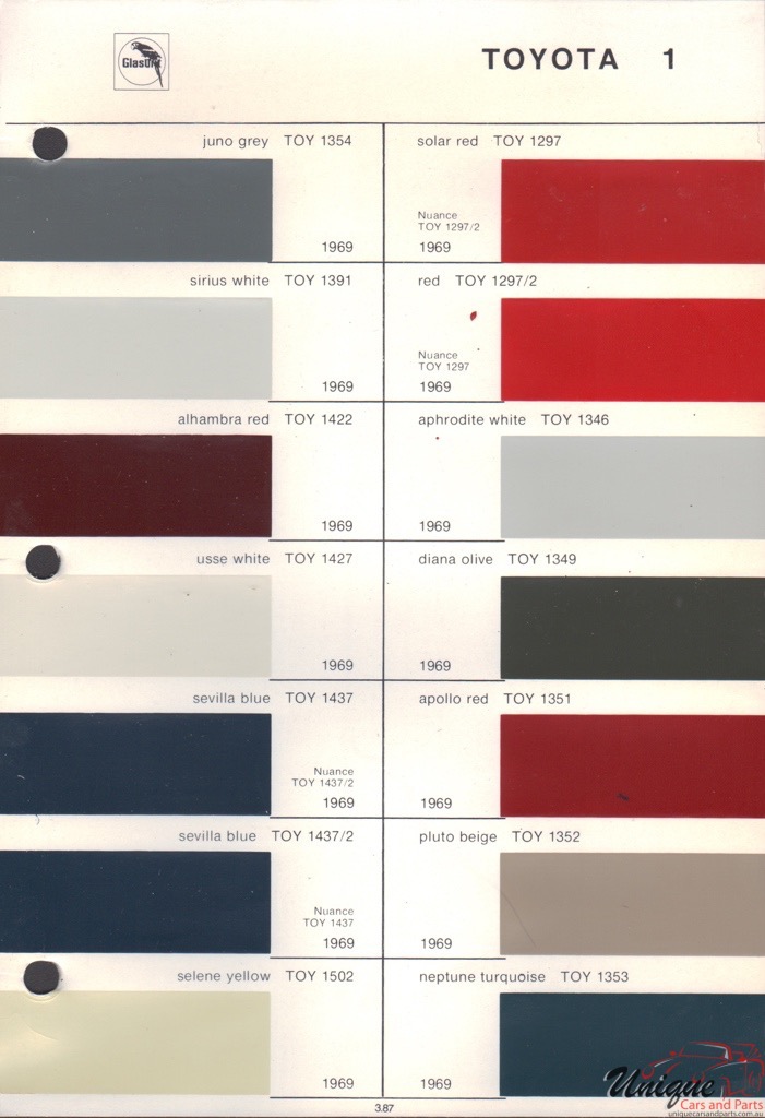 1969 Toyota Paint Charts Glasurit 3